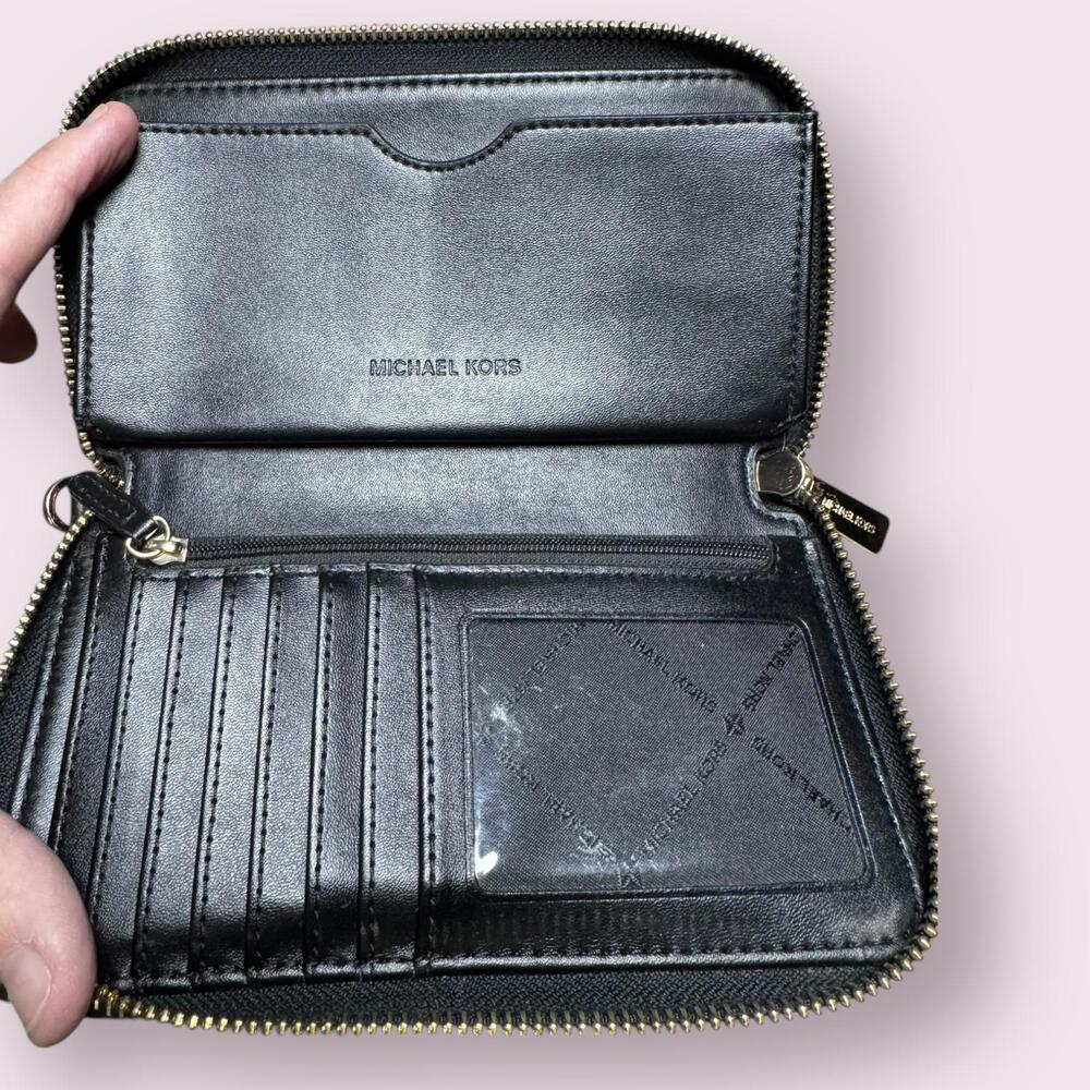 Michael Kors Black Leather Zip-Around Wallet - Picture 4 of 5